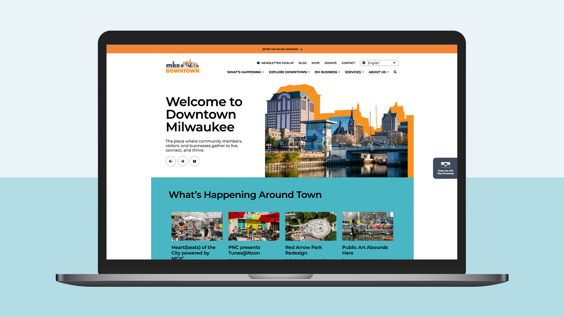 Milwaukee Downtown website homepage.