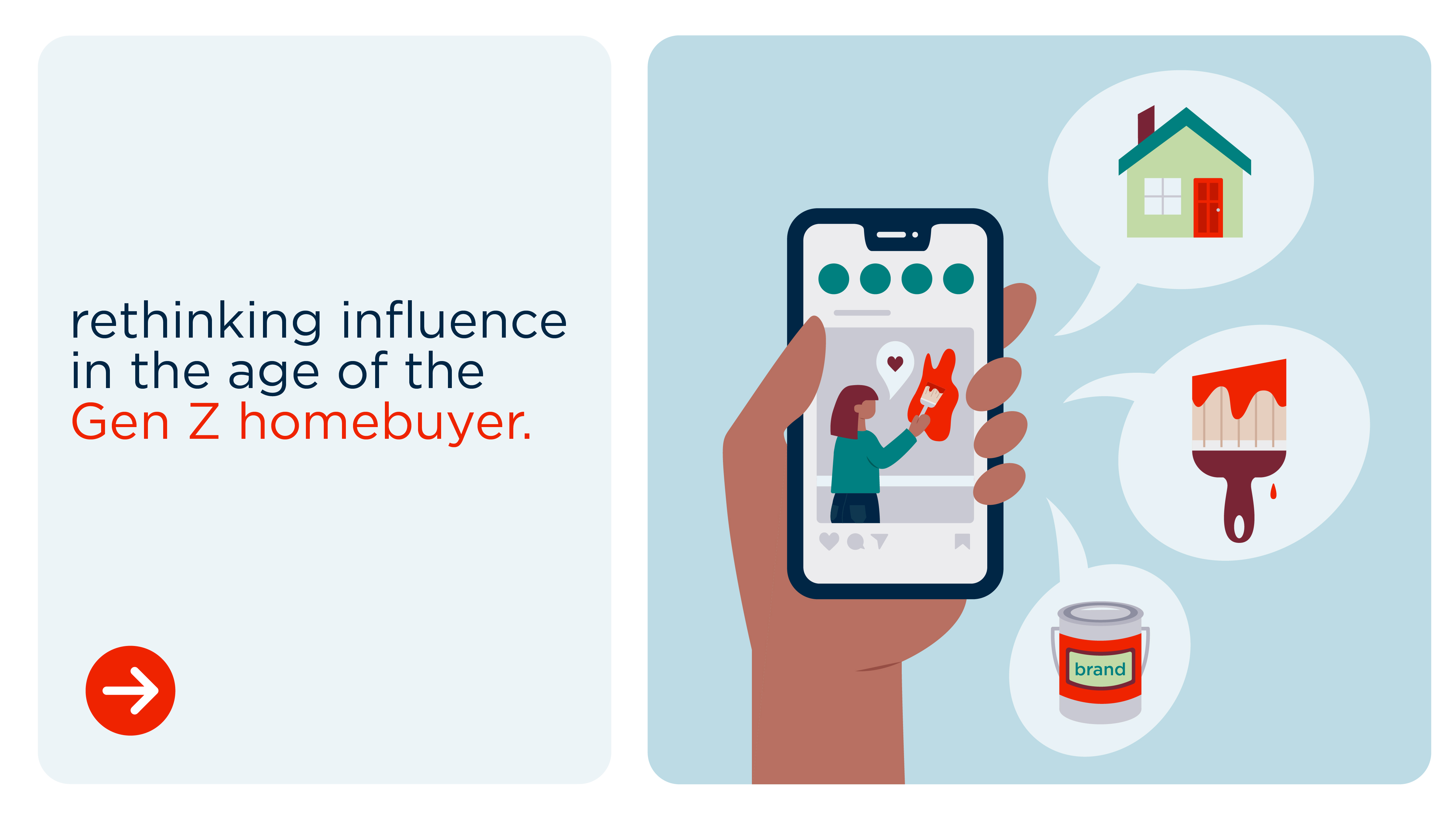 Rethinking influence in the age of the Gen Z homebuyer with phone graphic.