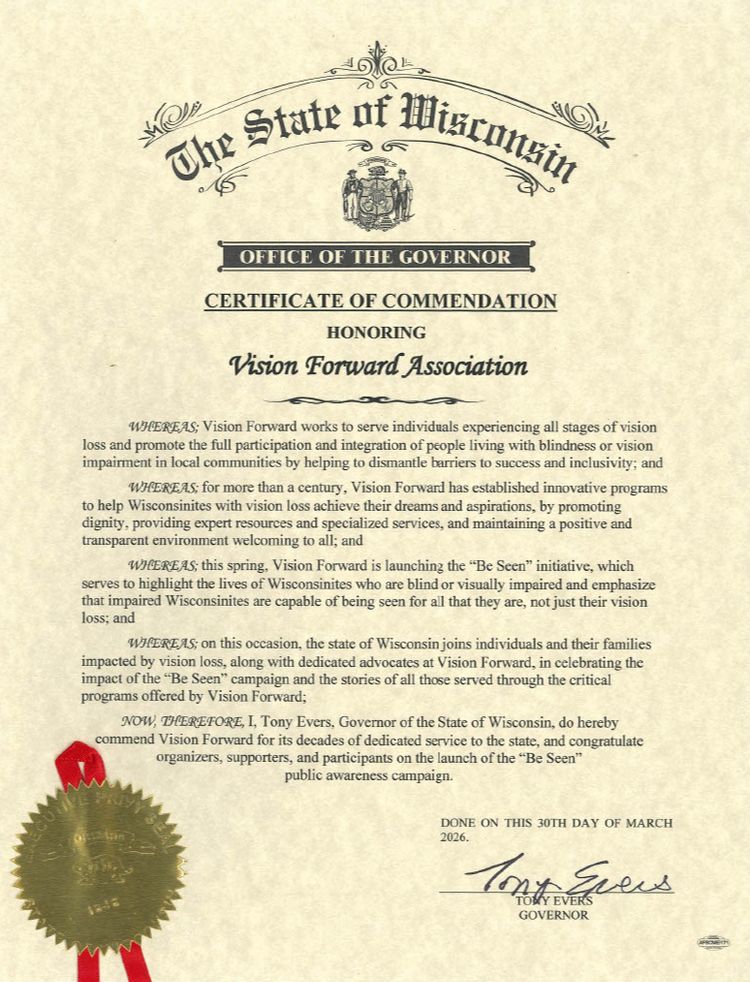 Certificate of Commendation from the State of Wisconsin, Office of the Governor. 